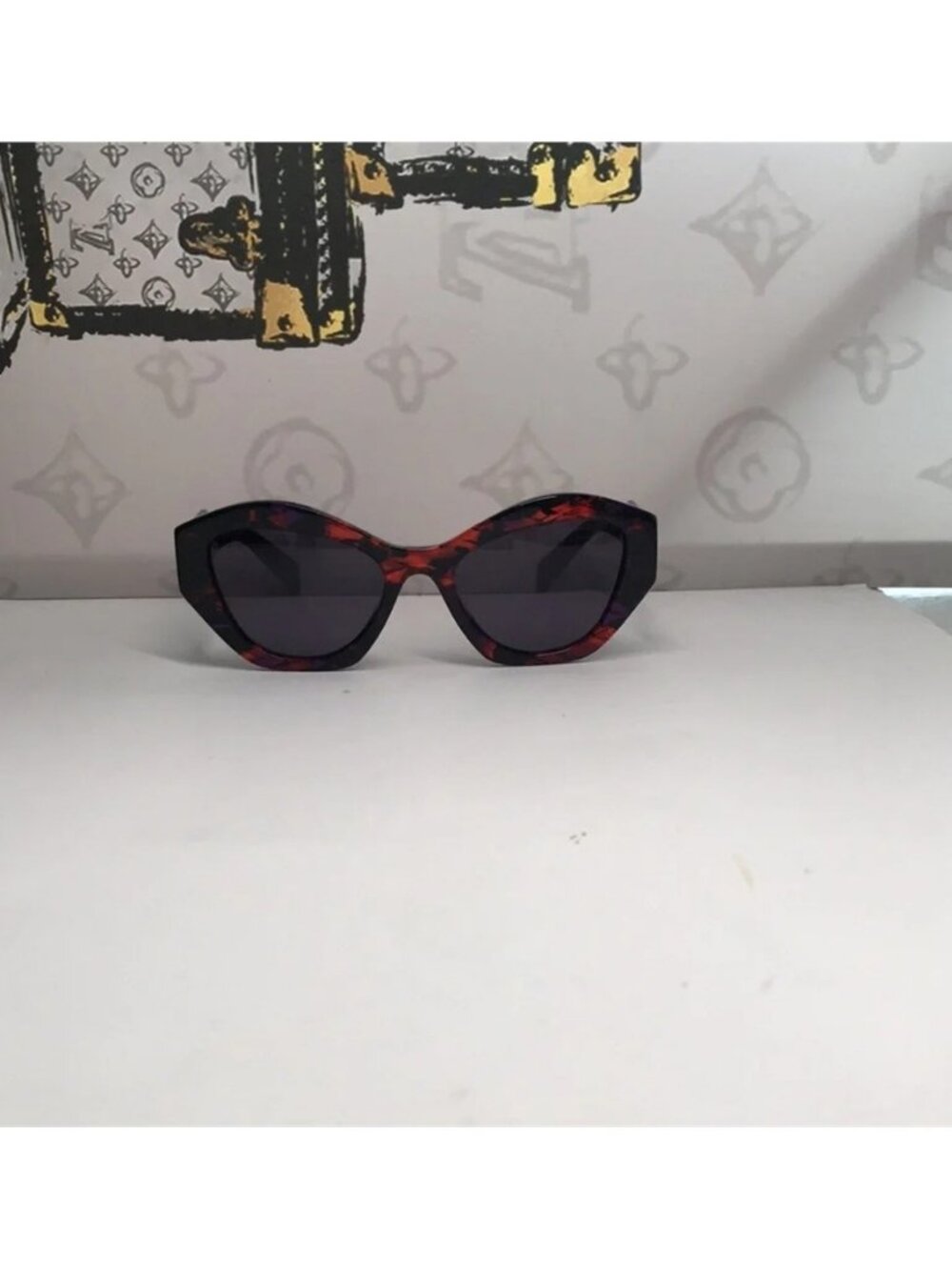 New Authentic Prada PR07YSF Women’s Sunglasses – Abstract Orange Frame / Violet - Picture 4 of 13